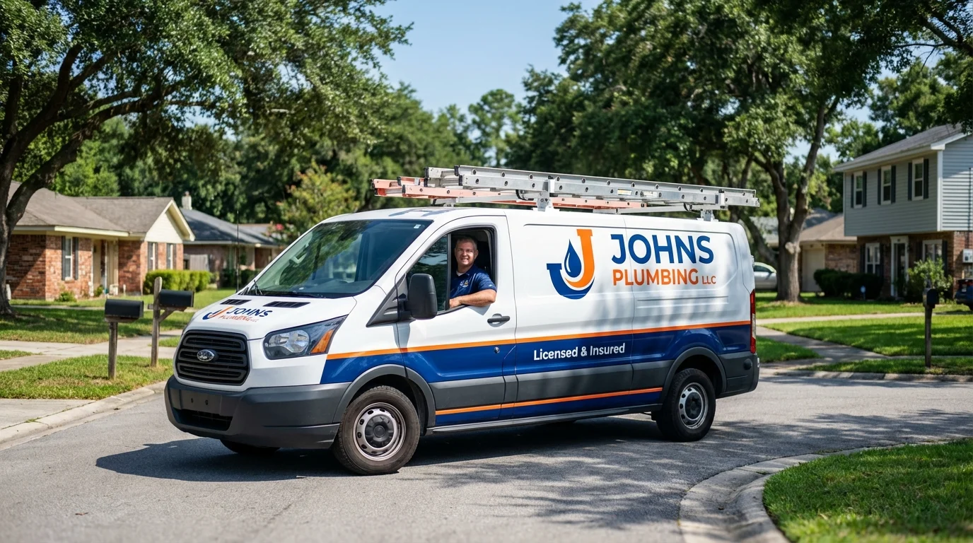 Johns Plumbing LLC service van in Kingsville, TX