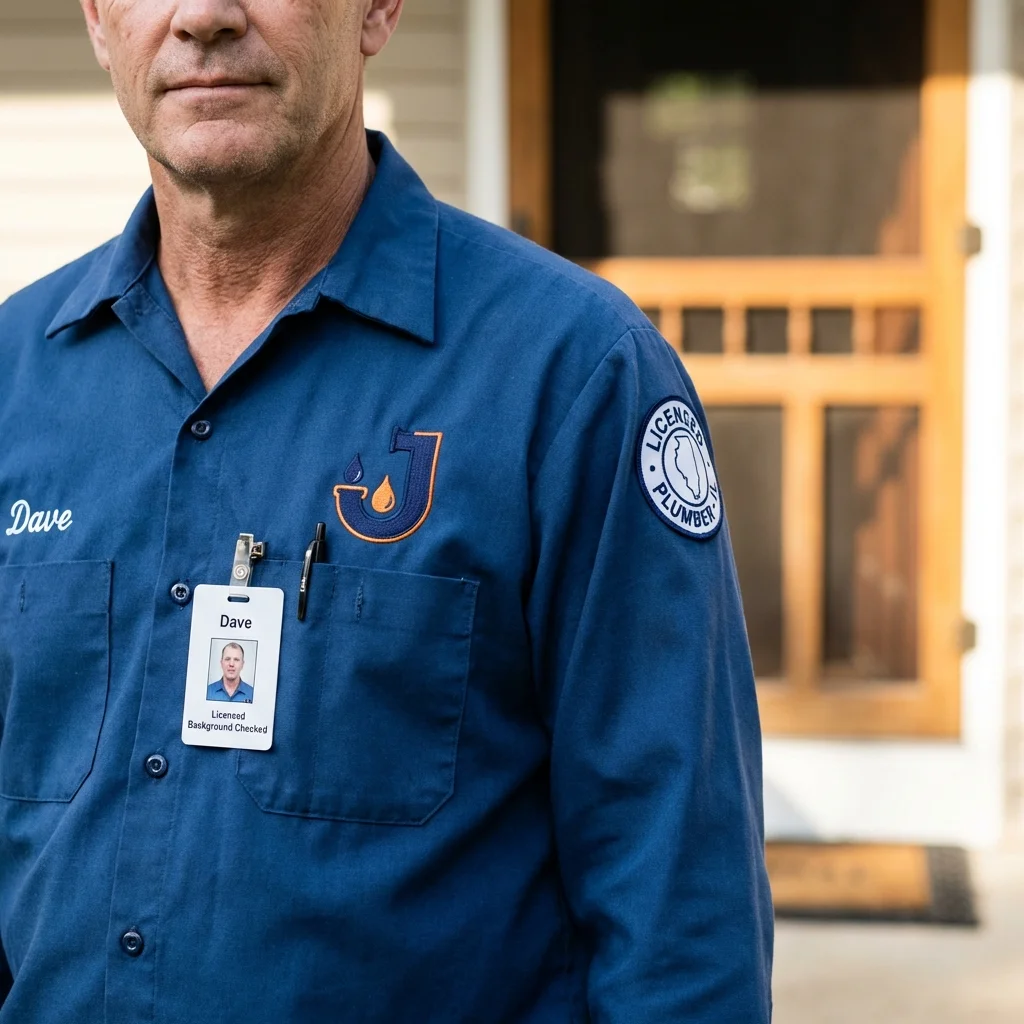 Licensed plumber showing ID badge in Kingsville, TX