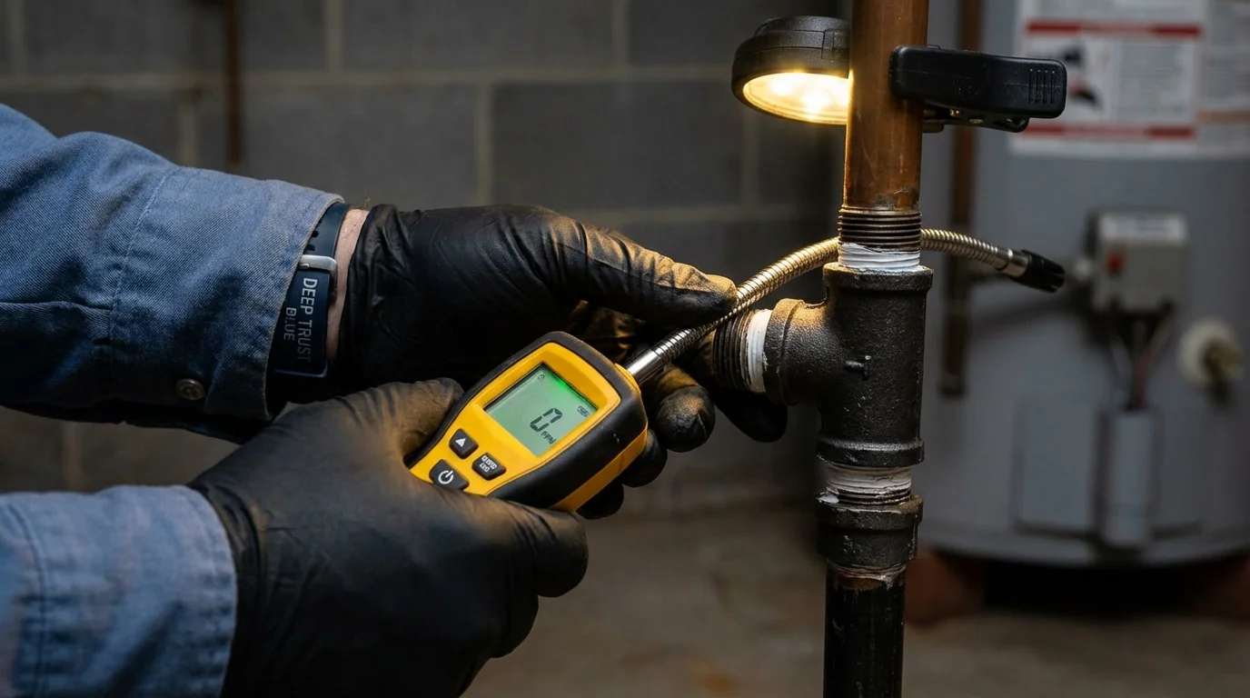Gas leak detection with electronic sniffer by Johns Plumbing LLC in Kingsville