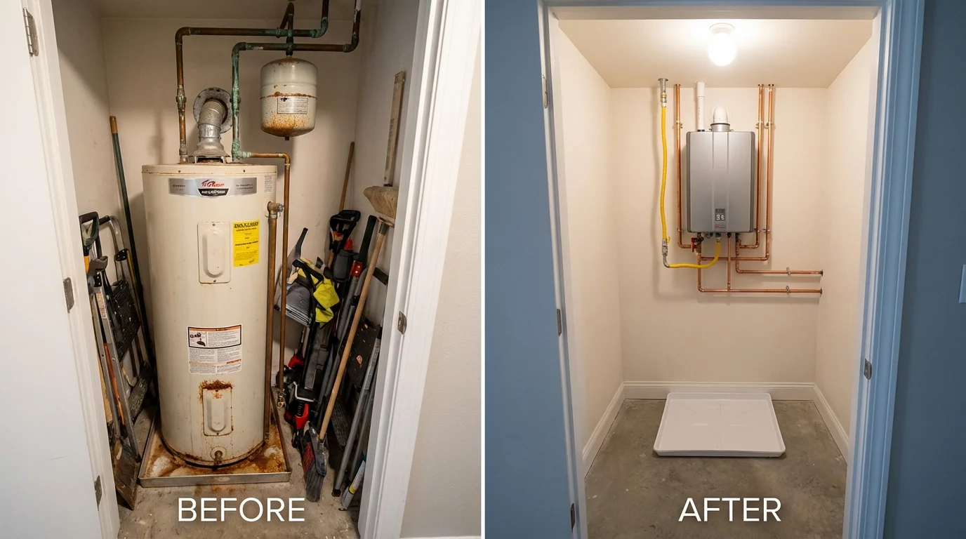 Tank water heater versus wall-mounted tankless unit comparison for Kingsville, TX homeowners